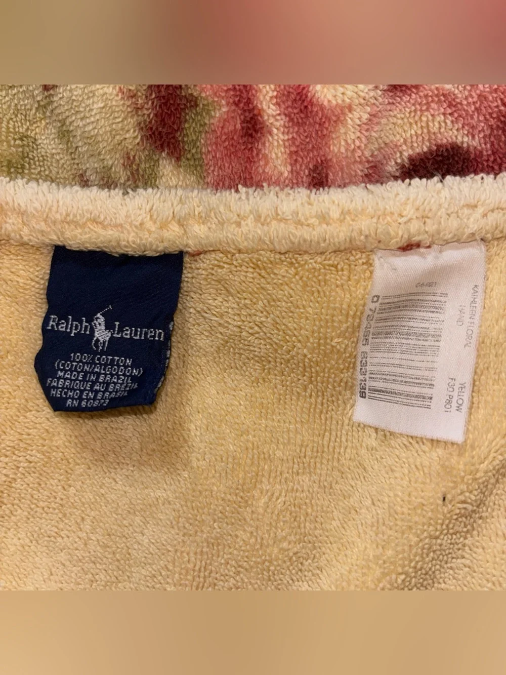 VGE RALPH LAUREN *KATHLEEN Yellow FLORAL Shabby ROSES HAND TOWEL & BATH TOWEL